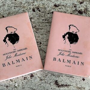 Trio of authentic vintage Balmain Paris handkerchiefs in original boxes🇫🇷